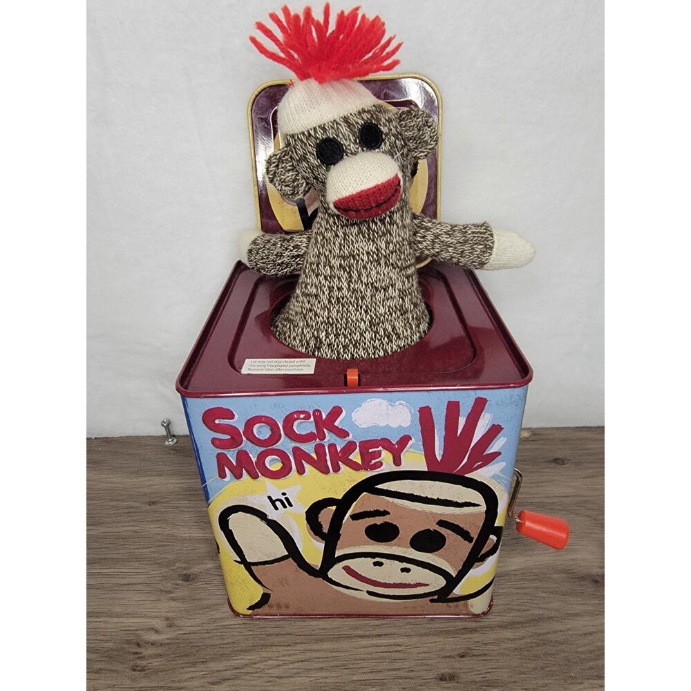 Schylling Musical Sock Monkey Jack in the Box Toy Tested Works - Picture 3 of 14